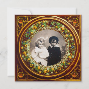 FLORENTINE RENAISSANCE FRUITS BLACK ORANGE DAMASK INVITATION