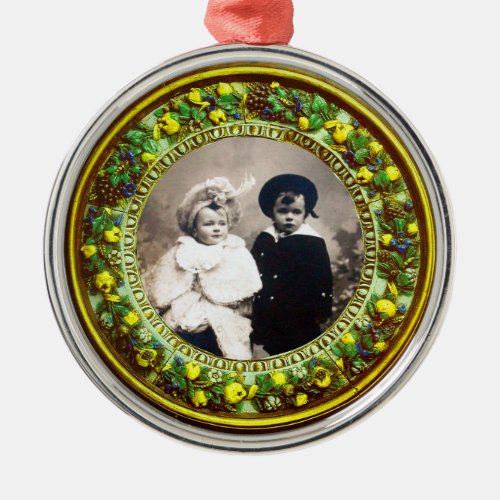 FLORENTINE  RENAISSANCE FRUITS Photo Template Metal Ornament