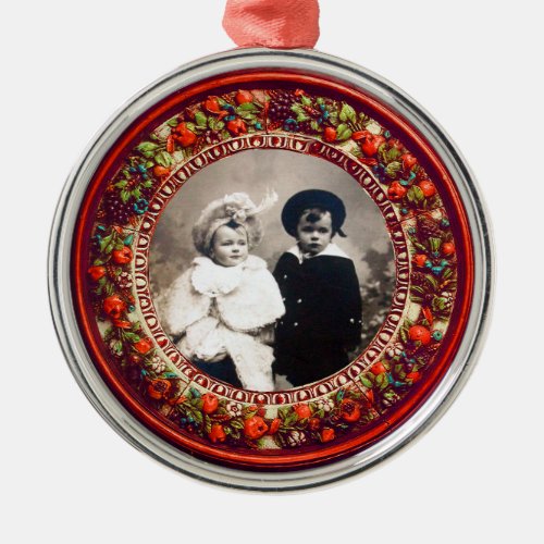 FLORENTINE  RENAISSANCE FRUITS Photo Template Metal Ornament