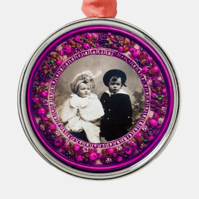 FLORENTINE  RENAISSANCE FRUITS Photo Template Metal Ornament (Front)