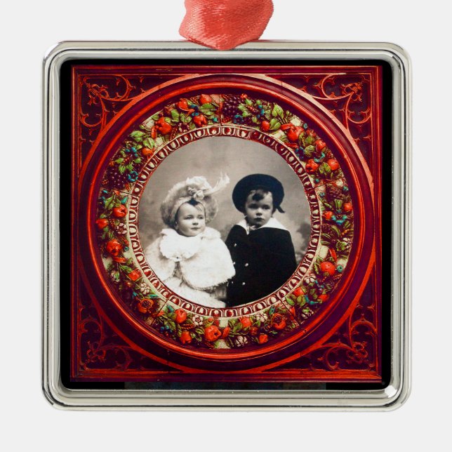 FLORENTINE  RENAISSANCE FRUITS Photo Template Metal Ornament (Front)