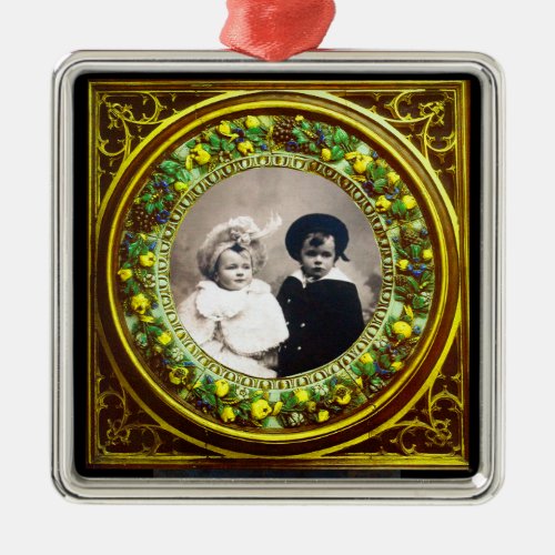 FLORENTINE  RENAISSANCE FRUITS Photo Template Metal Ornament