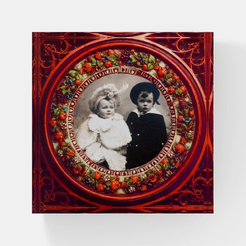 FLORENTINE RENAISSANCE FRUITS PHOTO TEMPLATE RED PAPERWEIGHT