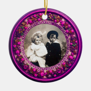 FLORENTINE RENAISSANCE FRUITS Photo Template Ruby Ceramic Ornament