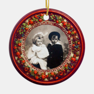 FLORENTINE RENAISSANCE FRUITS Photo Template Ruby Ceramic Ornament