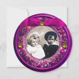 FLORENTINE RENAISSANCE FRUITS PINK RIBBON MONOGRAM INVITATION