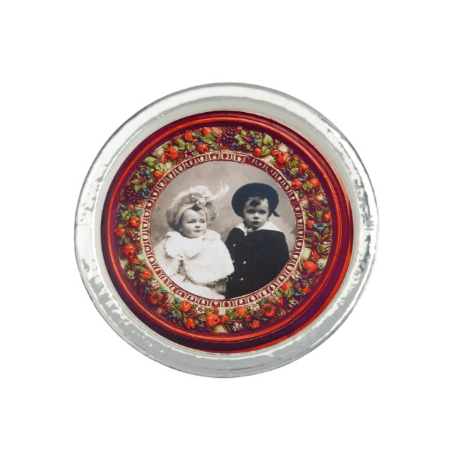 FLORENTINE RENAISSANCE FRUITS Red Photo Template Ring (Front)