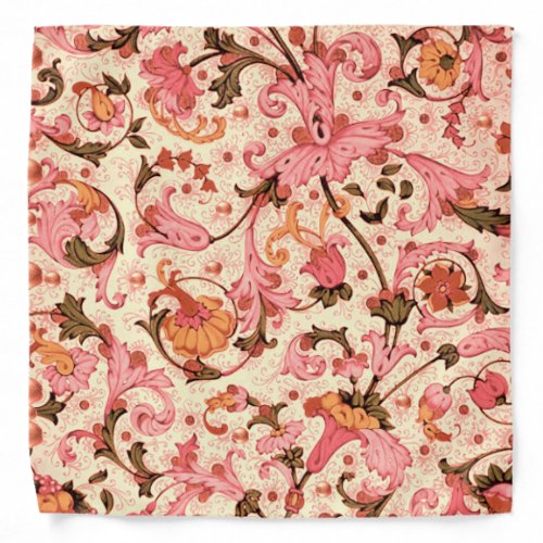 FLORENTINE RENAISSANCE PINK FLORAL SWIRLSFLOWERS BANDANA