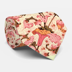 FLORENTINE RENAISSANCE PINK FLORAL SWIRLS,FLOWERS  NECK TIE