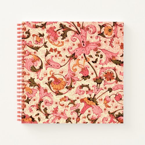 FLORENTINE RENAISSANCE PINK FLORAL SWIRLSFLOWERS NOTEBOOK