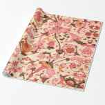 FLORENTINE RENAISSANCE PINK FLORAL SWIRLS,FLOWERS WRAPPING PAPER<br><div class="desc">Digital elaboration from antique Florentine papers by Bulgan Lumini ©</div>