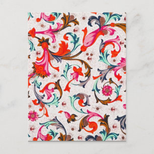 FLORENTINE RENAISSANCE RED FLORAL SWIRLS,FLOWERS POSTCARD
