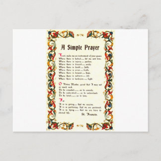 Florentine Simple Prayer=St. Francis=Pope Francis Postcard