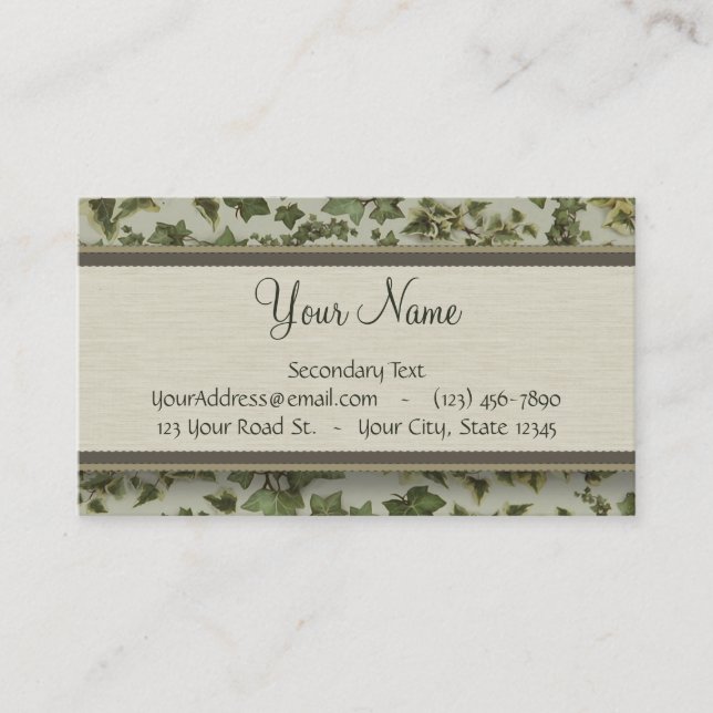 Florentine Watercolor Ivy with Monogram Business Card (Front)