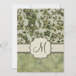 Florentine Watercolor Ivy with Monogram Invitation