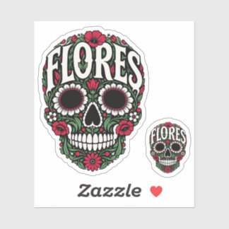 flores apellido sugar skull sticker