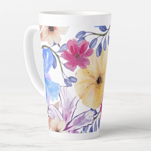 Flores en acuarelas latte mug