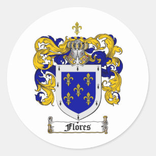 FLORES FAMILY CREST -  FLORES COAT OF ARMS CLASSIC ROUND STICKER