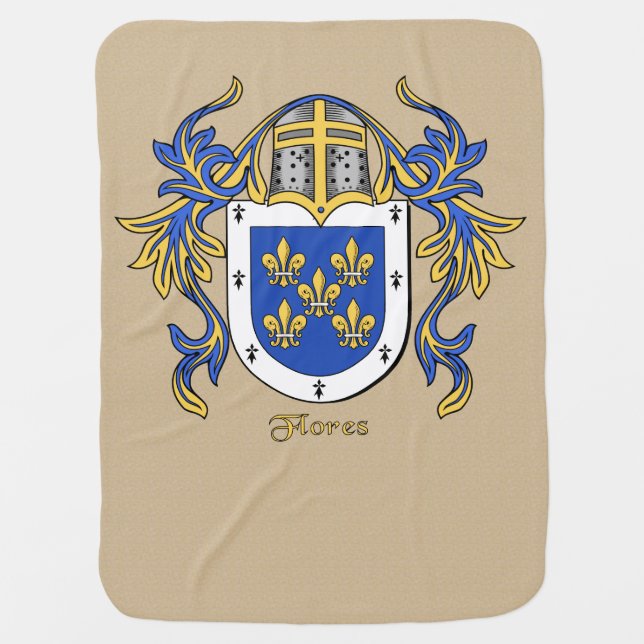 Flores Heraldic Shield and Mantling Stroller Blanket (Front)