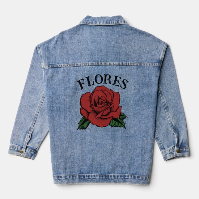 flores red rose denim jacket (Back)