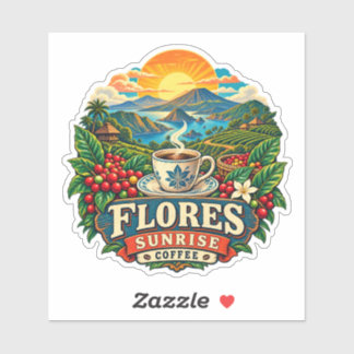 Flores Sunrise Coffee Vintage Indonesian Art Stick Sticker
