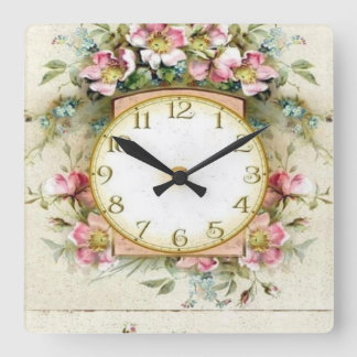 Flores Vintage Square Wall Clock