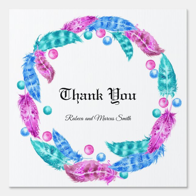 Florescent boho wreath sign (Front)