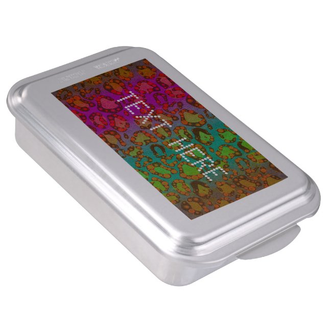 Florescent Cheetah Print Pop Custom Cake Pan (Side)