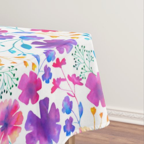 Florescent Floral Colorful Pattern Tablecloth
