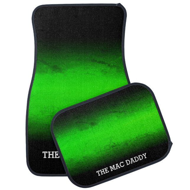 Florescent Green and Black Gradient Car Floor Mat (Set)