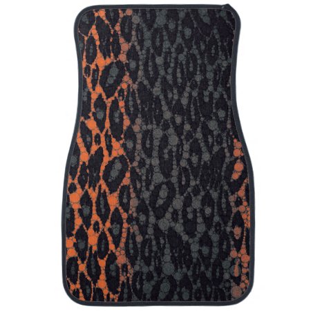 Florescent Orange Black Leopard Car Floor Mat