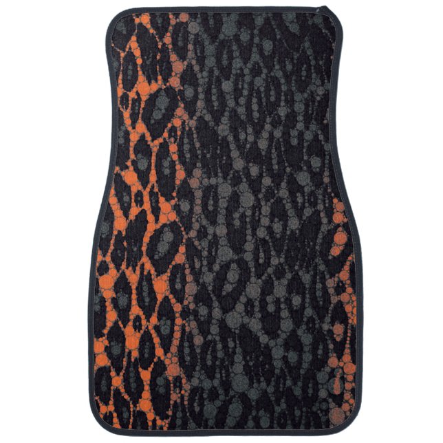 Florescent Orange Black Leopard Car Floor Mat (Front)