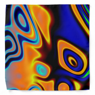 Florescent Orange Blue Trippy Abstract Bandana