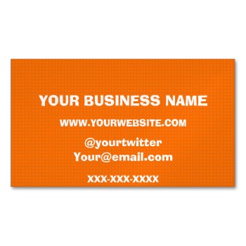 Florescent Orange Speck Pattern Magnetic Business Card by TeensEyeCandy at Zazzle