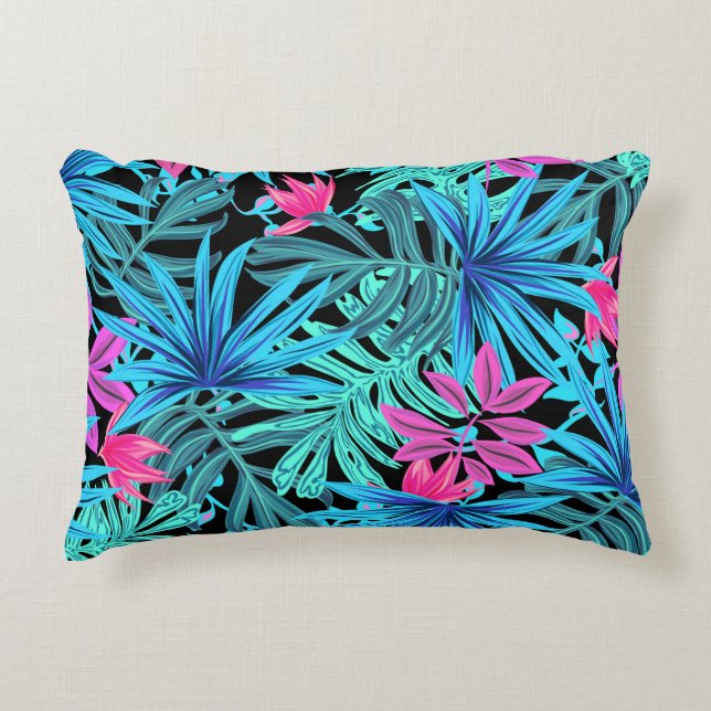 Florescent palm leaves accent pillow (Front)