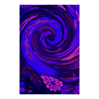 Florescent Pink Floral Surge Poster