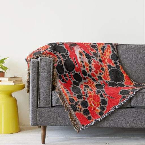 Florescent Red Orange Abstract Throw Blanket | Zazzle