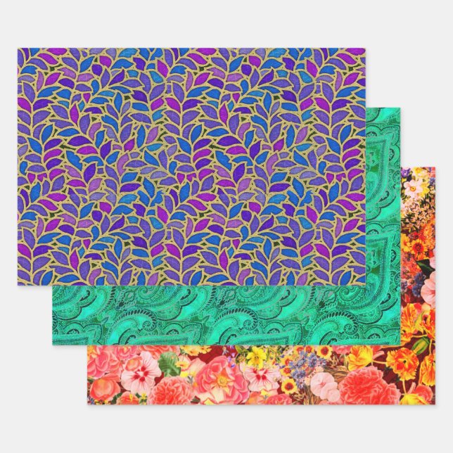 Floresta Bruxelles Flower Sampler Wrapping Paper Sheets (Set)