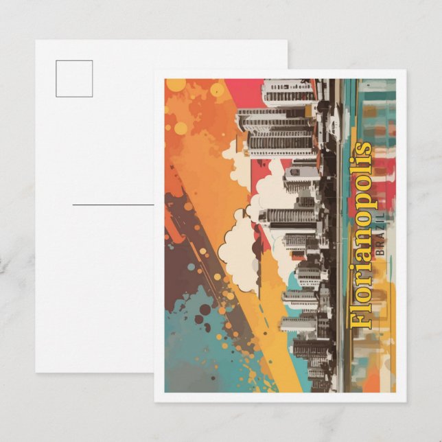 Florianopolis Brazil Pop Art Travel Illustration Postcard (Front/Back)