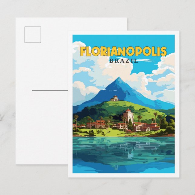 Florianopolis Brazil vintage travel illustration Postcard (Front/Back)