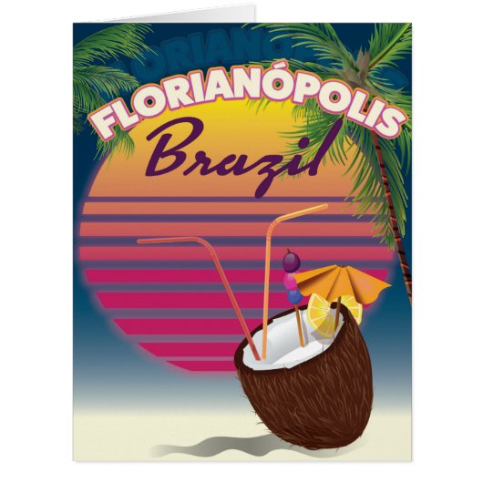 Florianópolis Brazilian travel poster Cards (Front)