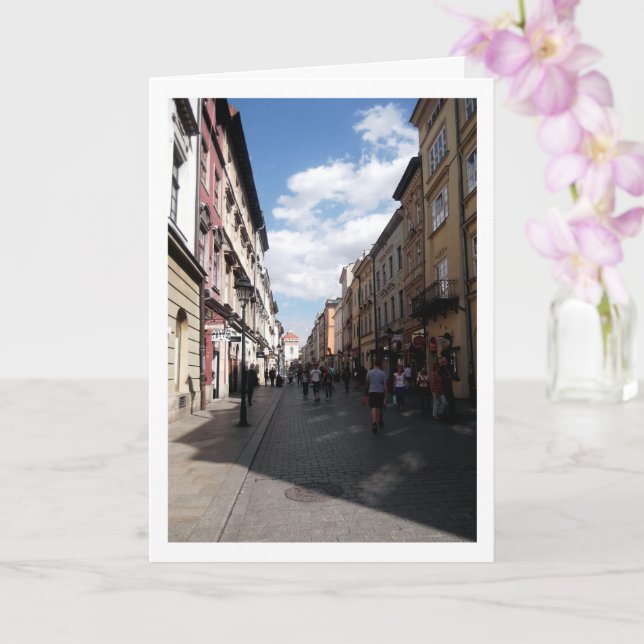 Floriańska Street In Kraków Old Town Card (Orchid)