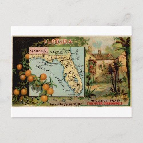 Florida 1889 vintage card