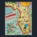 Florida 8x10 Poster Print<br><div class="desc">Fantastic vintage,  retro map of the State of Florida. We've sized this to 8x10 with no border. Check our store for more sizes and prints including some with borders.</div>