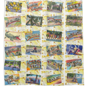 FLORIDA a Retro Shower Curtain