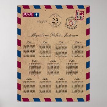 Florida Airmail Wedding Guest Seating Chart by labellarue at Zazzle