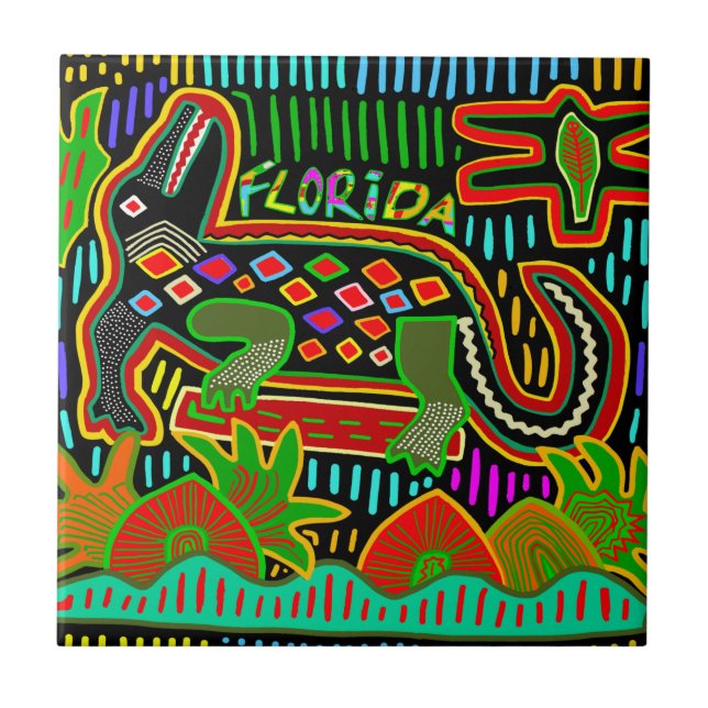 Florida Alligator Ceramic Tile (Front)