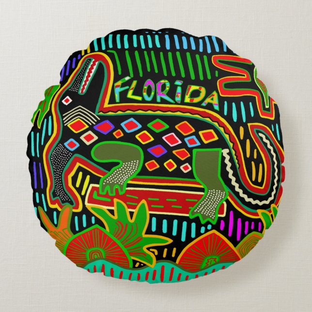 Florida Alligator - Hurrican Critters Round Pillow (Front)