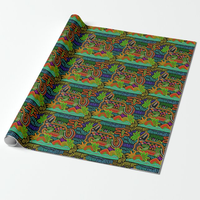 Florida Alligator - Hurrican Critters Wrapping Paper (Unrolled)