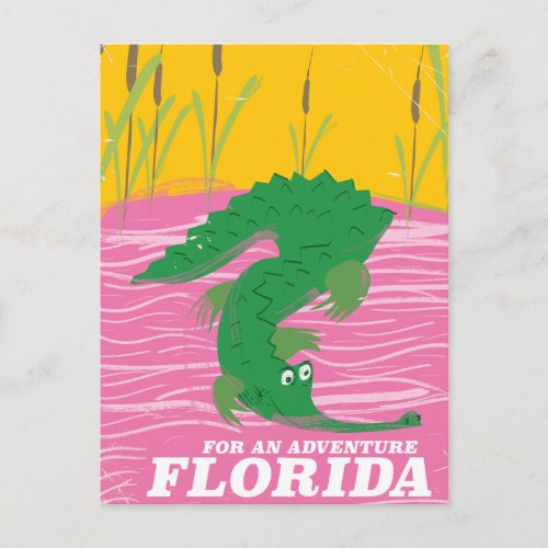 Florida Alligator vintage travel poster Postcard